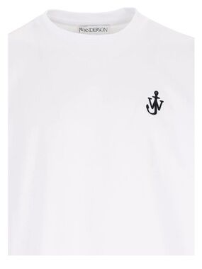 JW Anderson White T-Shirt with Black Anchor Embroidery
